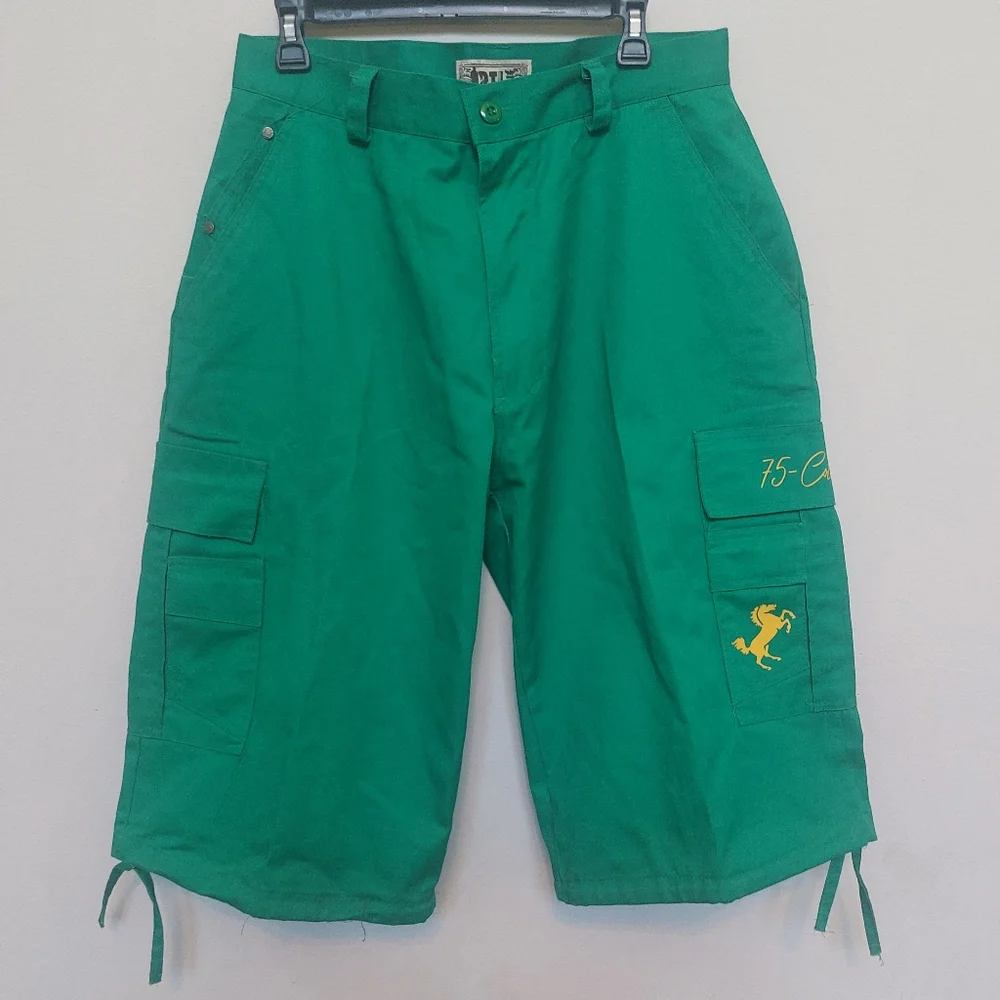 BTL Vintage Y2K Bright Green Cargo Shorts Size Mens 34